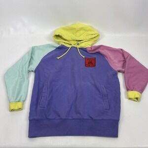 Teddy Fresh Ted Color Block Graphic Hoodie Sweatshirt Purple Pastel Men's Medium